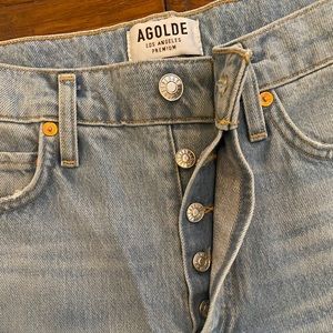 High waist AGOLDE distressed denim.